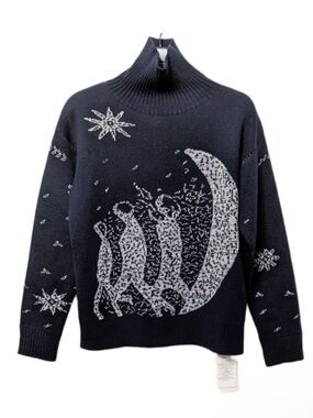 NWT COCOON LOVELY Singing to the Moon Virgin Wool Turtleneck Sweater 4